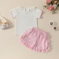 thumbnail image 5 of CYRBOKO Toddler Girls Outfit Sets, 2 Pieces Short Sleeve Elastic Waist T Shirts with Shorts Sets Pink Size 12-18 Months, 5 of 9