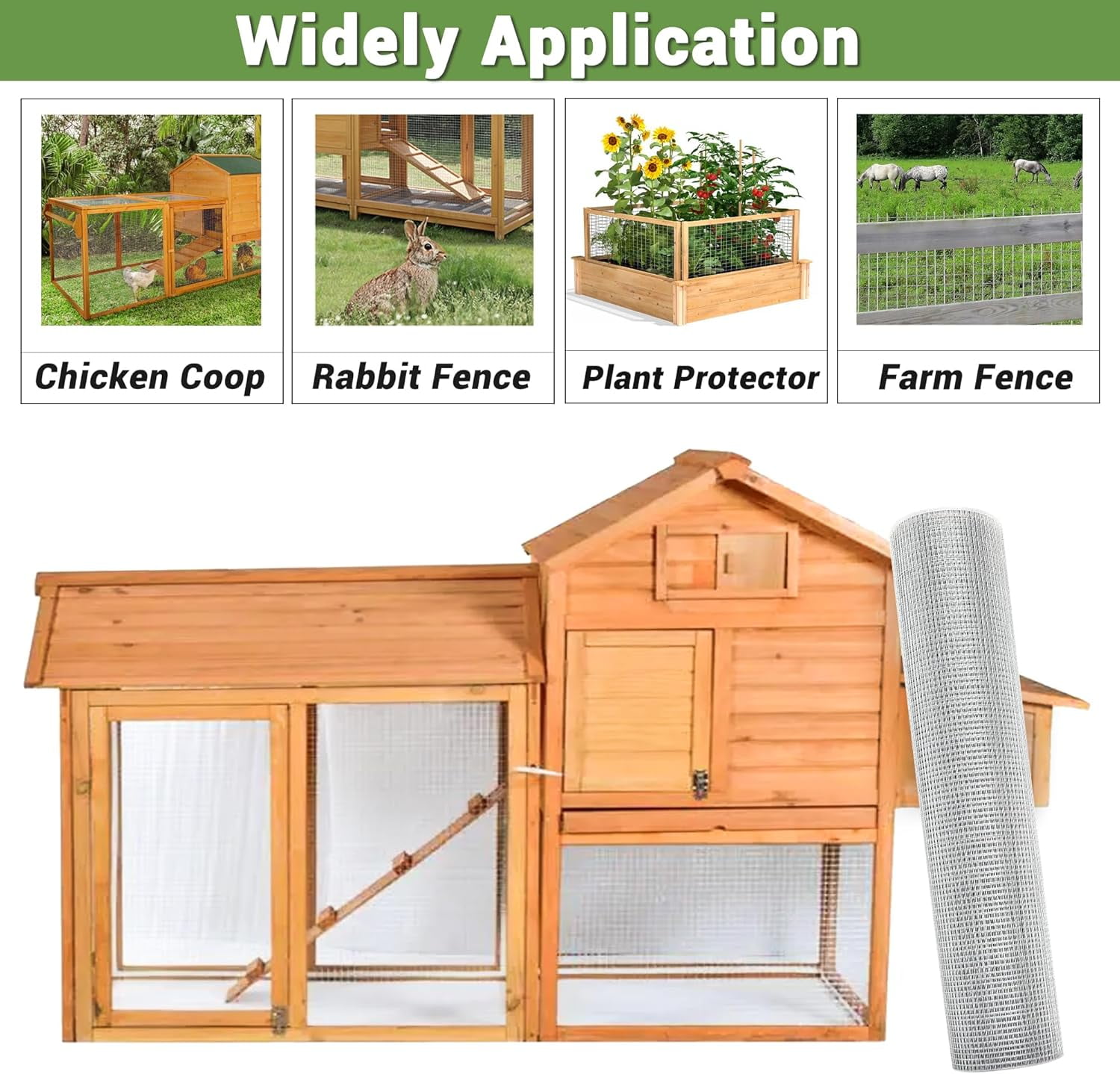 24 in x 100 ft 1/4 inch Hardware Cloth 23 Gauge Wire Fencing Galvanized Welding Garden Fence Roll Square Mesh Chicken Rabbit Snake Cage Heavy Duty Welding Fencing
