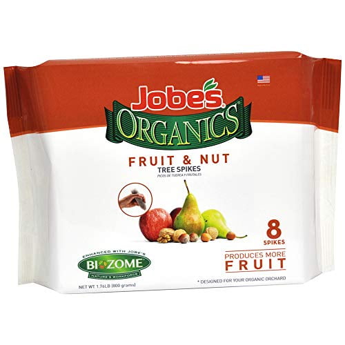 Jobe's Organics Fruit & Nut Tree Fertilizer Spikes, 8 spikes per package with driving cap, 466