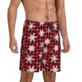 thumbnail image 2 of Saiise Shorts de Pyjama à Carreaux Rouges Flocon de Neige pour Hommes avec Cordon de Serrage Taille Élastique Shorts de Nuit Doux Confortables avec Poches-3TG, 2 of 6