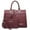 Burgundy, variant on Women's Handbag Flap-over Belt Shoulder Bag Top Handle Tote Satchel Purse Work Bag w/Matching Wristlet