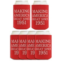 75th Birthday Party Adult Favors Making America Great Since 1951 6-pack Can Coolies Drink Coolers