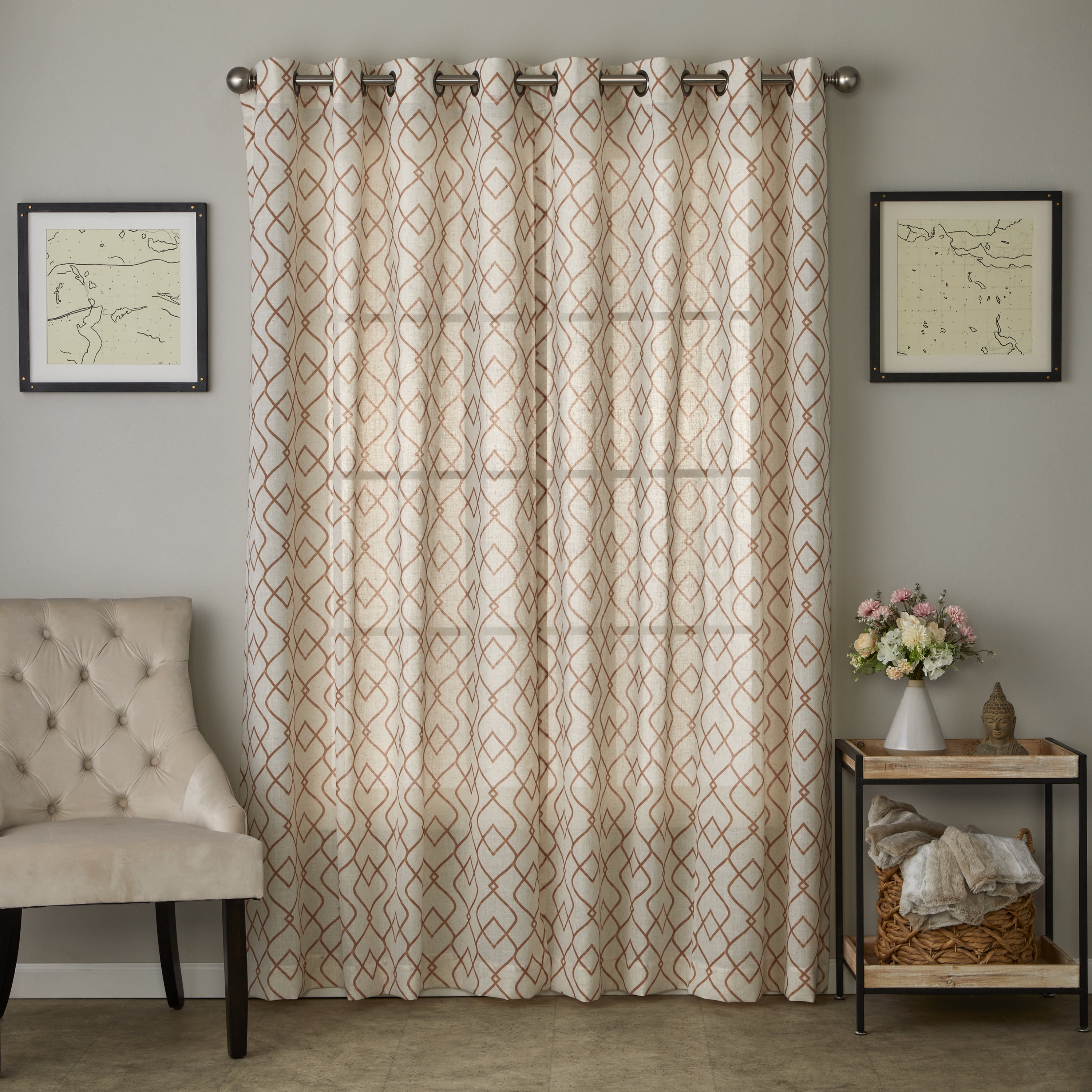 SKL Home Chainlink Curtain Panel, Spice, 52x84