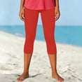 thumbnail image 3 of cocolona Womens Summer Casual High Waist Capri Leggings Solid Color Elastic Waist Workout Gym Yoga Cropped Pants, 3 of 5