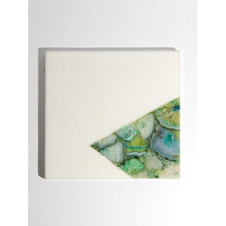 Best Home Fashion Square Marble and Green Agate Serving Board - WH.Green - 12” W x 12”