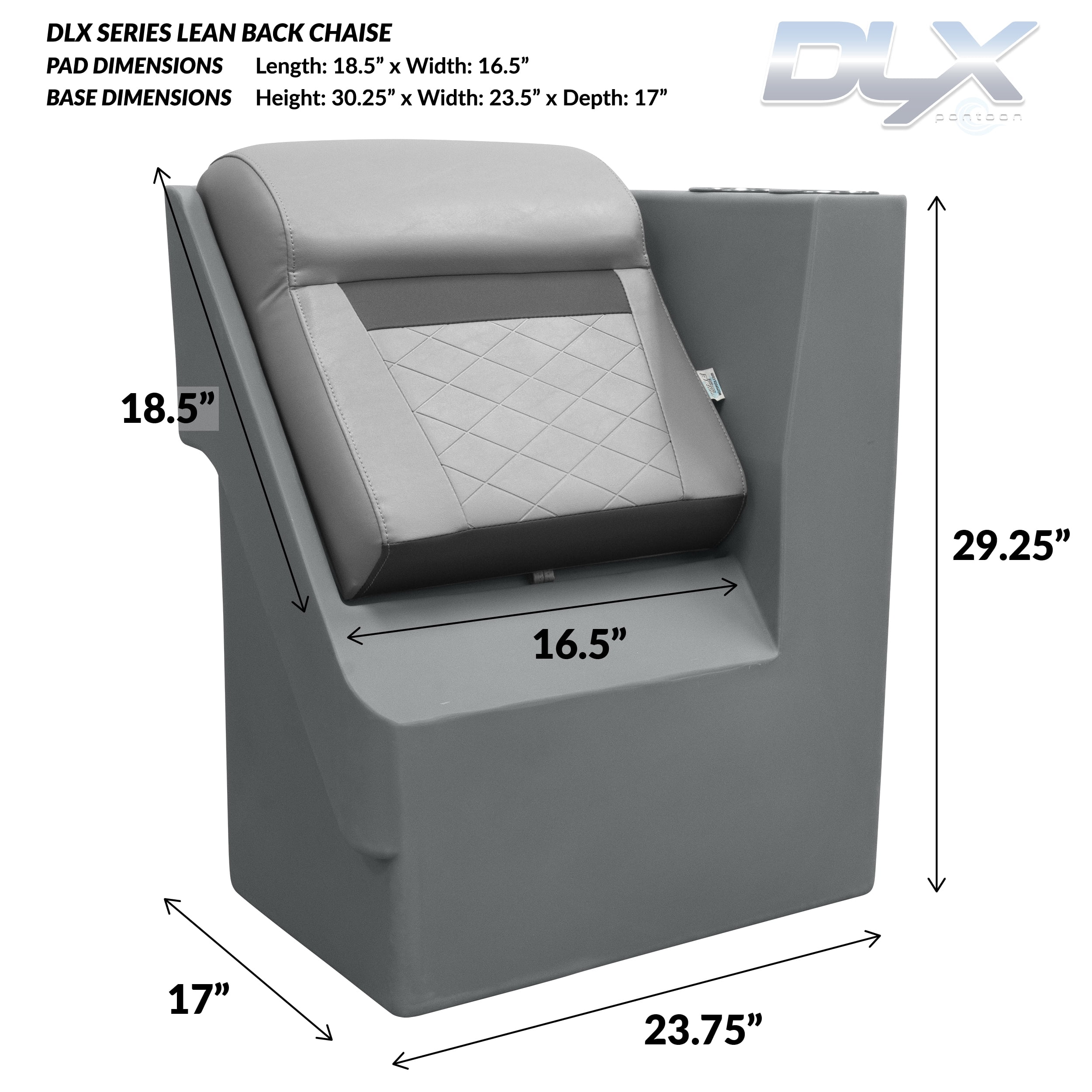 Wise DLX1305R-1905 DLX Series Pontoon Right Radius Lean Back Recliner - Marble / Reef Stone