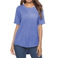 thumbnail image 3 of SHIBEVER Tops for Women Casual Crew Neck Short Sleeve Tee Loose Blue Tee Trend Women Tops Solid Blouse Tunic Size XXL, 3 of 6