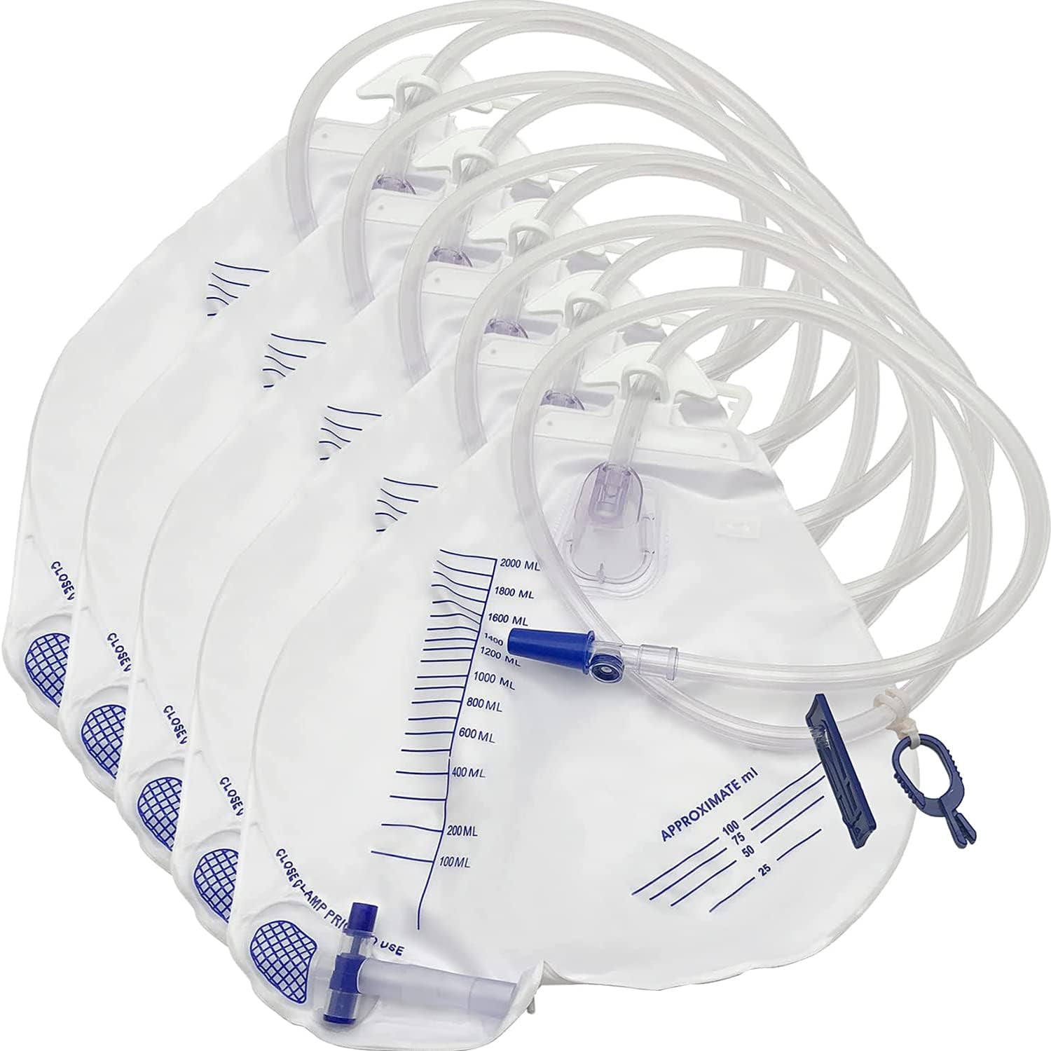 Urinary Drainage Bag with AntiReflux Chamber, Urine Bag with 2000 mL