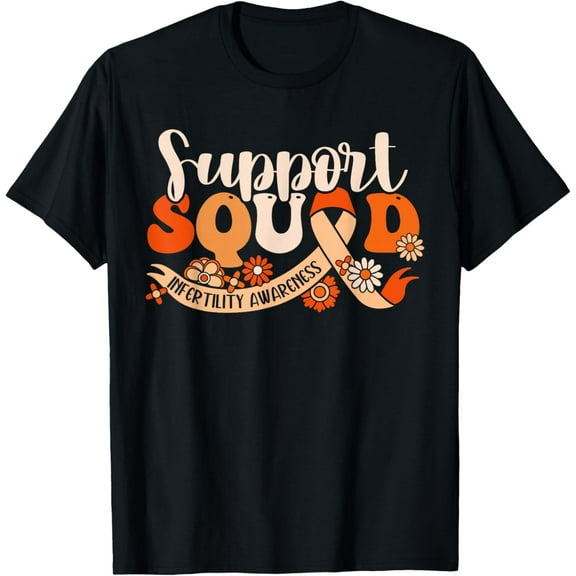 Orange Infertility Awareness Support Squad Partner Vintage Gifts Men Woman T-shirt