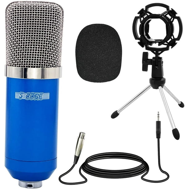 XLR Microphone Condenser Mic for Computer PC Gaming, Podcast Desktop Stock Mount Tripod Kit Streaming, Recording, Voice, Cardioids Studio Microphone 5 Core RM BLU - Walmart.com