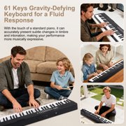 Doulami Piano 61 Key Electric Keyboard Piano with Lighted Keys LCD Display Folding Piano Keyboard for Beginner 200 Tones Rhythms