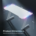 thumbnail image 2 of HLDIRECT 55 Inch Gaming Desk with LED Lights Carbon Fibre Surface Gaming Table Large Computer Desk Ergonomic Home Office Desks Z Shaped PC Gamer Workstations with Cup Holder & Headphone Hook White, 2 of 6