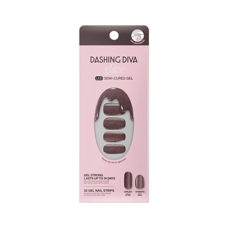 Dashing Diva Glaze Semi-Cured Gel Nail Strips, Espresso Me, 32 Ct