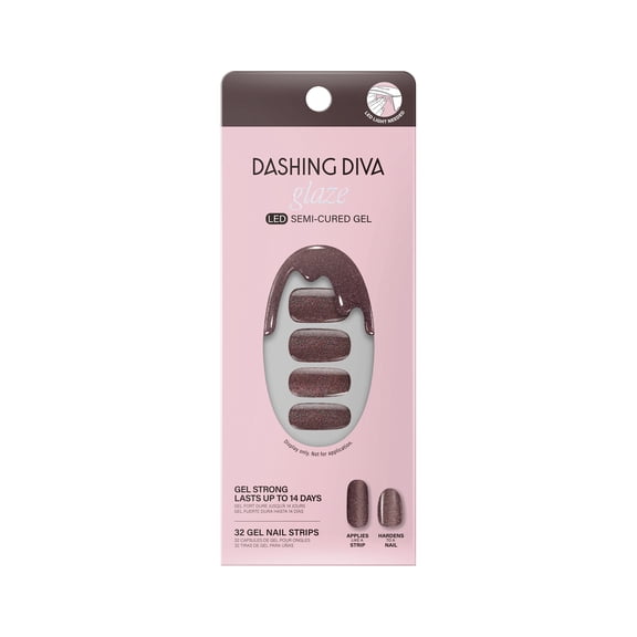 Dashing Diva Glaze Semi-Cured Gel Nail Strips, Espresso Me, 32 Ct