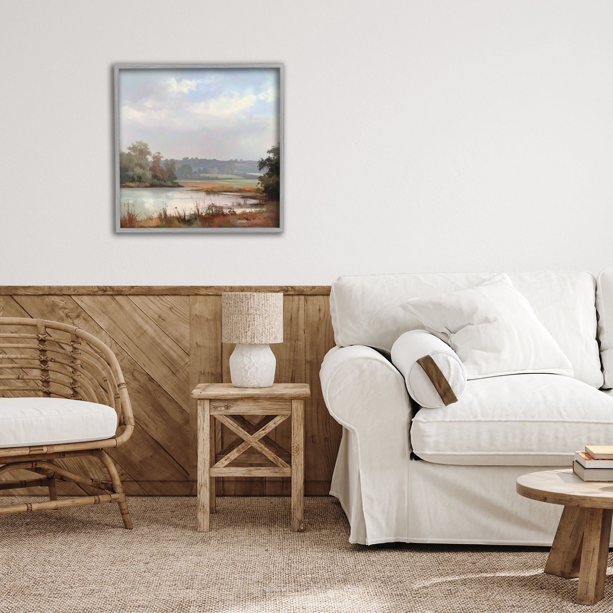 Stupell Industries Riverside Grove Scenery Gray Framed Giclee Art, design by Alonza Saunders