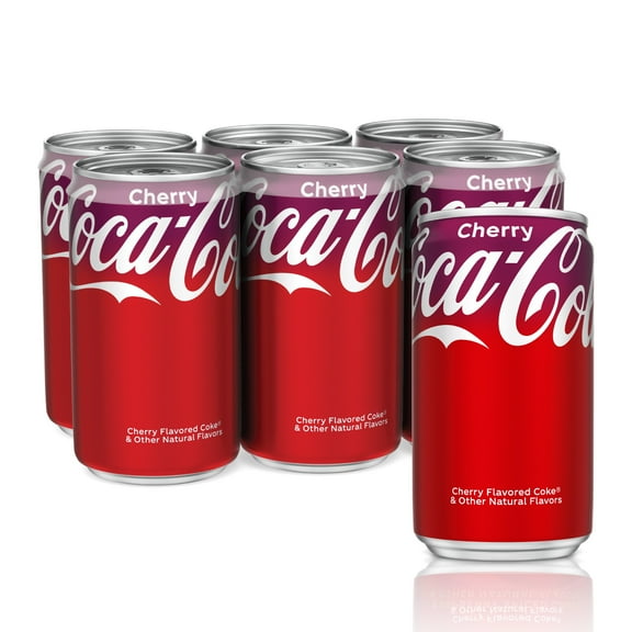 Coca-Cola Cherry Mini Soda Pop Soft Drink, 7.5 fl oz, 6 Pack Cans