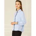thumbnail image 4 of INSPIRE CHIC Women's Button Down Office Ruffle Stand Collar Long Sleeve Work Shirt, 4 of 4