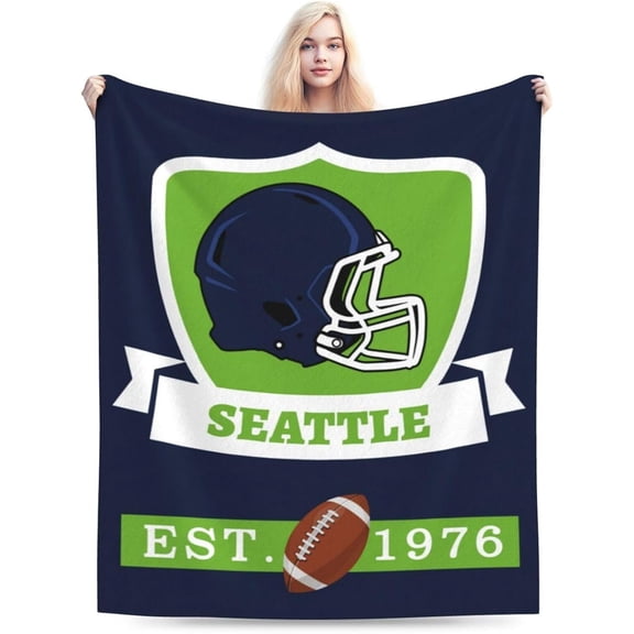 Seattle Football Throw Blanket - Soft Plush Fleece Cozy Sports Blankets- Football Bedding Stuff Gifts for Kids Men Women 30"X40"