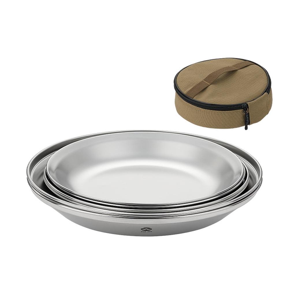 Dishes Metal Saucer Kit Picnic Plates Saucer Tableware Portable Dishes With Plate Fruit Dish Steel Plate Fruit Dishes Set Metal Dish Dishes Set Stainless Steel Plate Walmart