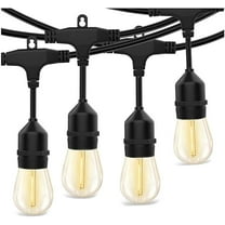 48ft Heavy-Duty S14 String Light - 24 E26 Sockets - 20AWG - 1W S14 Bulbs - LumeGen