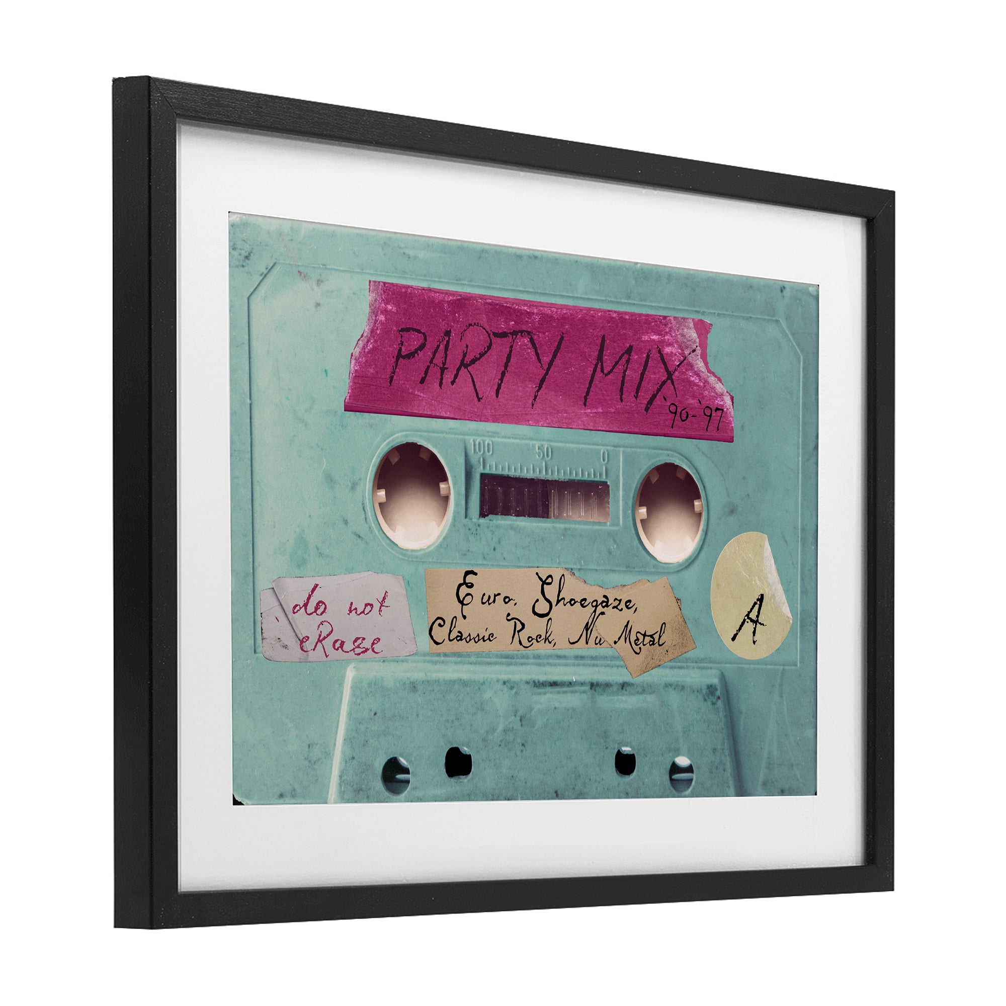 Stupell Industries Retro Party Mix Cassette Black Framed Print Under Glass, design by Annabelle Hall