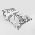 thumbnail image 3 of Ambesonne Nautical Bedding Set 3 Pcs, Doodle Boat on Waves, Twin, Black White, 3 of 3