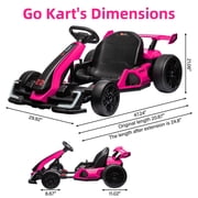 24V Kids Go Kart, 300W Powerful Electric Drift Kart Car, 8mph Max Speed, Max Load 110lbs, W/Button Start, Lights,Safety Belt, Music Age 6-12
