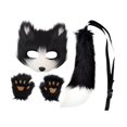 thumbnail image 2 of Conjunto de máscara y cola de animales, accesorios para fotos, cola de animal para carnaval, fiesta de Halloween Negro, 2 of 8