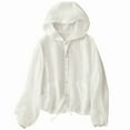 thumbnail image 5 of QUNYINEY Cotton Linen Jackets for Women Trendy Solid Casual Button Down Hooded Coats Sun Protection Long Sleeve Lightweight Loose with Pockets Womens Jacket, 5 of 5