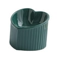 thumbnail image 4 of Ceramic Tilted Elevated Cat Bowl Heart Shape Porcelain Easily Wash Food Bowl Dark Green, 4 of 8