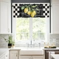 thumbnail image 3 of Summer Tropical Lemon 3-Piece Kitchen Curtain Set, Rod Pocket Kitchen Curtain Valance and Tiers Set, Washable Drape Window Treatment Set, Black White Buffalo Plaid, 3 of 5