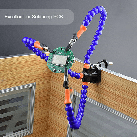 2X Bench Vise Work Bench Vise Welding Table with 3 Flexible Arms Soldering Iron Stand PCB Soldering Repair