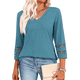 thumbnail image 1 of Blusas Elegantes e Informales de 3/4 para Mujer, Camisetas de Cuello en V A , Ropa de Verano 2025. Azul Mar M, 1 of 7
