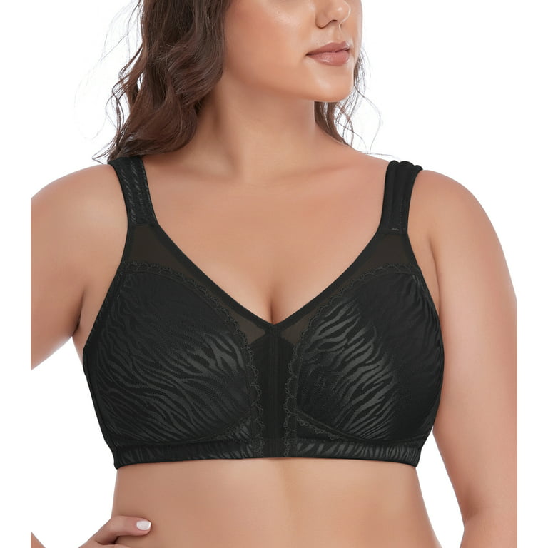 Bras For Women Big Minimizer Bras Large Size Lace Bra Women Unlined Full  Cup Big Cup Thin Wireless Adjusted-straps Soutien Gorge,black