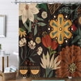 thumbnail image 3 of Boho Floral Shower Curtain Modern Mid Century Fabric Cloth Shower Curtains for Bathroom Decor Waterproof Floral Bathroom Shower Curtain Set with Hooks, 72x72 Inch, 3 of 6