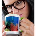 thumbnail image 2 of 3drose, Scuba Diver and Sea Fans, Raja Ampat, Papua - Oc12 Sws0013 - Stuart Westmorland, 15oz Two-tone Green Mug, 2 of 6
