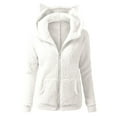 thumbnail image 3 of Women Cute Cat Ear Fleece Hoodies Zipper Fuzzy Sherpa Jackets Long Sleeve Casual Cozy Warm Winter Coat Outwear, 3 of 4