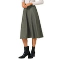 thumbnail image 4 of INSPIRE CHIC Women's Flowy Midi Skirt Vintage Striped High Waist Fall Winter A-Line Skirts XS Coffee, 4 of 6