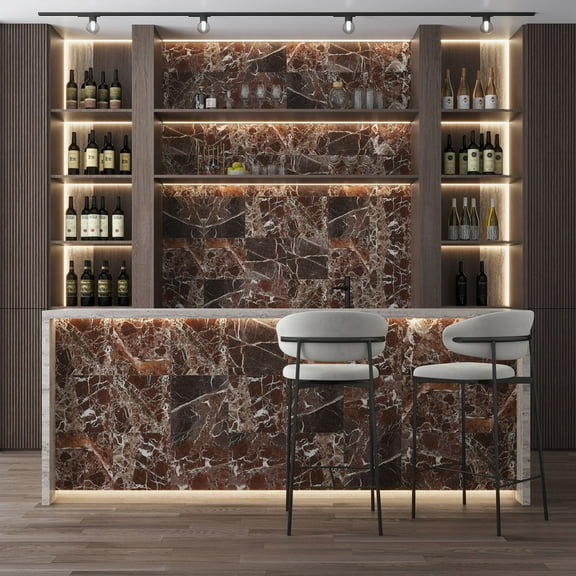 Regalia 12x12 Rosso Levanto Porcelain Veining Wall and Floor Tile (13.56 sq ft/case) - 14 Pack