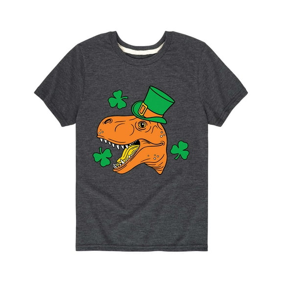 Instant Message - Dinosaur Face With St - St Patrick Day Youth  Short Sleeve Tee