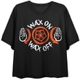 thumbnail image 4 of Cobra Kai Netflix TV Series Wax On Wax Off Graphic Juniors Black Crop Top-Small, 4 of 6