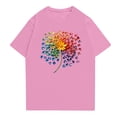 thumbnail image 3 of NAMTYQX Womens Summer Shirts Short Sleeve Plus Size Casual Print Loose Fit Mit Print Crewneck Soft Stretch Womens Spring Tops Pink Size M, 3 of 4