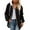 Black, variant on Women's Fuzzy Fleece Jacket Hooded Color Block Patchwork Lady Cardigan Coat Outerwear With Pockets And Cat Ears for Fall and Winter Wear,White,S