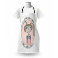 thumbnail image 3 of Flower Apron, Vintage Portrait of Bunny in Oval Flowery Frame on PolkDotted Background, Unisex Kitchen Bib with Adjustable Neck for Cooking Gardening, Adult Size, Multicolor, by Ambesonne, 3 of 4