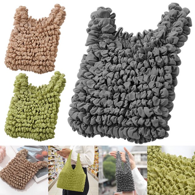 Sac Extensible Magique Sac Plissé Grande Capacité Réutilisable Sac de Rangement Rétractable Multi-Usage Pliable à Main pour Femmes