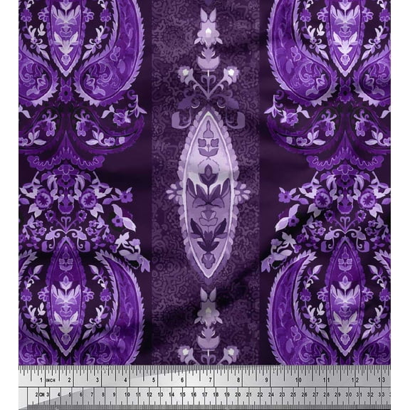 Soimoi Cotton Duck Fabric Stripe & Paisley Ethnic Printed Craft Fabric by the Yard 42 Inch Wide