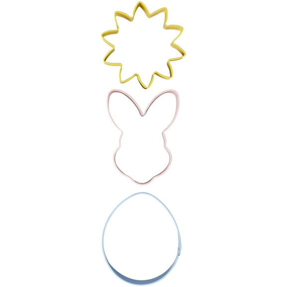 Wilton Easter Flower, Bunny and Egg Metal Cookie Cutter Set, 3-Piece