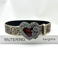 thumbnail image 4 of Wartleves Cinturón de piel sintética con forma de corazón de amor punk para mujer, estilo gótico, aleación negra, con relieve en forma de rosa, cinturón Y2K para chica decorado con hebilla retro versá, 4 of 6