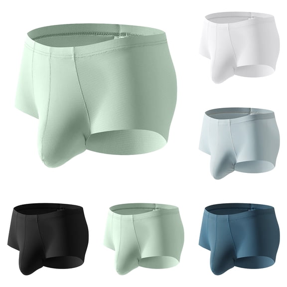 Bixock Boxer Briefs for Men Underwear Ice Silk Seamless Solid Color Mid Waist Breathable Soft Briefs