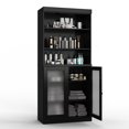 thumbnail image 5 of 100% Solid Wood 32" Bathroom Cabinet with Frosted Glass Doors and Adjustable Shelves, 5 of 6
